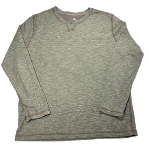 TOMMY BAHAMA Sweater Mens L Green‎ Gray Reversible Pullover Crewneck Sweatshirt